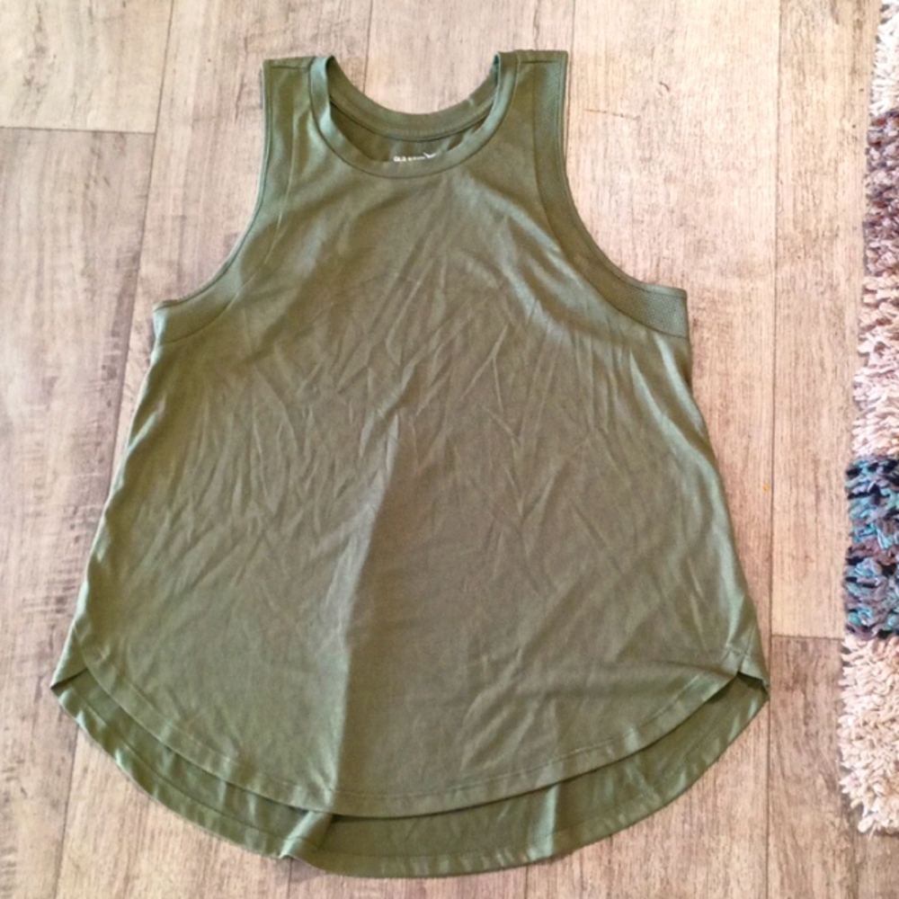 Women OLD NAVY olive Green Tank top Tshirt crewneck sleeveless sz XS